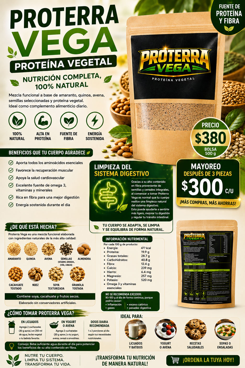 PROTERRA VEGA | Proteína Vegetal 500 g